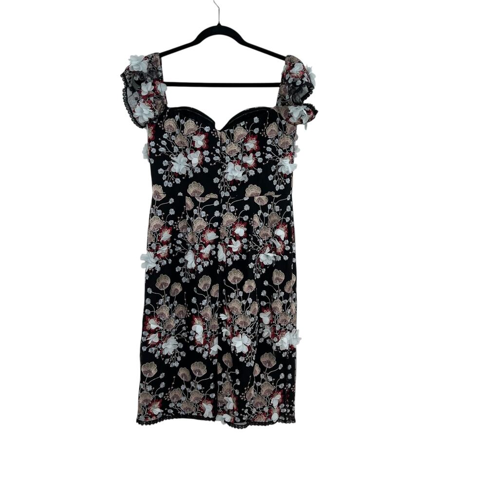 Dress the Population Tara Floral‎ Embroidered Black Multi Dress Size Large - Picture 6 of 12
